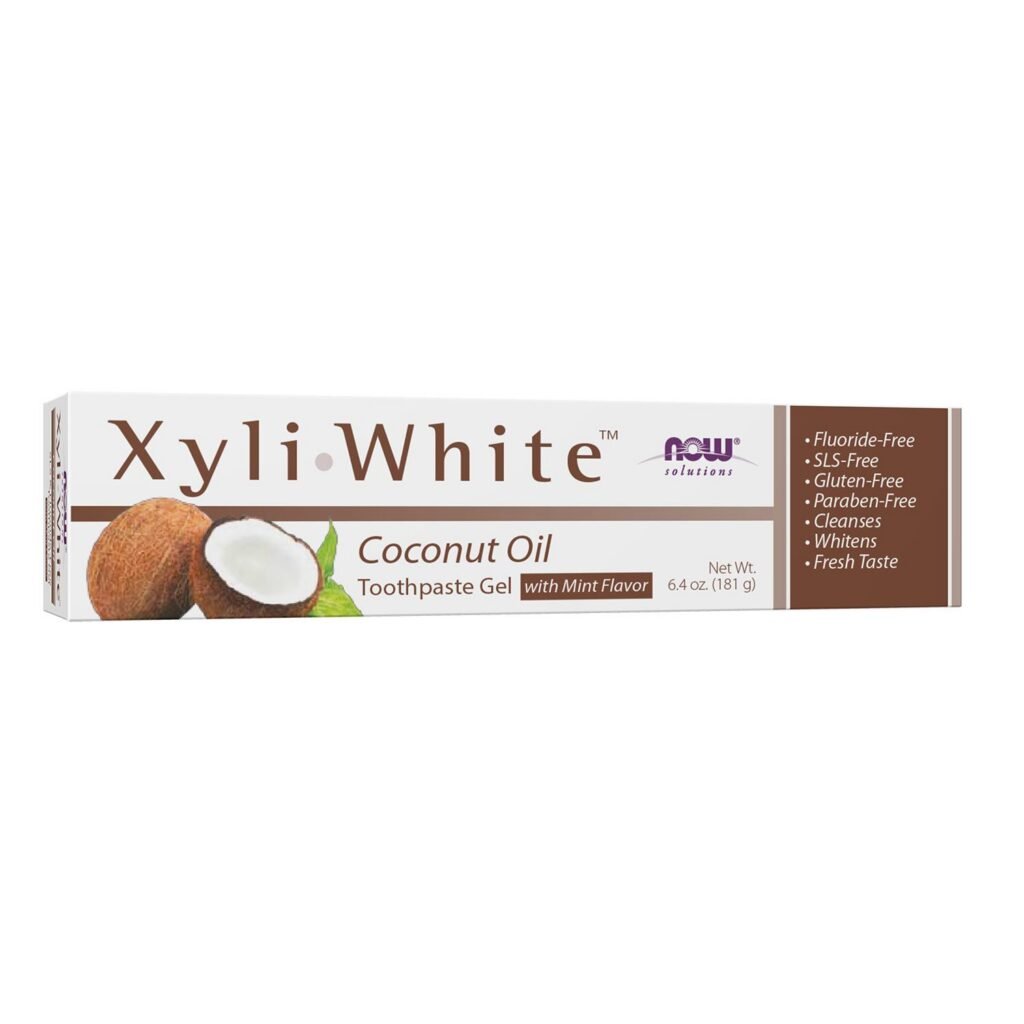 NOW Solutions XyliWhite Coconut Oil toothpaste gel packaging