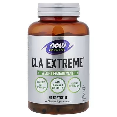 NOW Sports CLA Extreme 750 mg dietary supplement, 90 softgels, with guarana and green tea