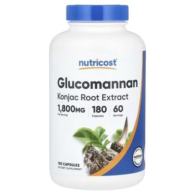 Nutricost Glucomannan Konjac Root Extract dietary supplement, 180 capsules, 60 servings