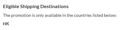 iHerb promo eligibility list for shipping to Hong Kong