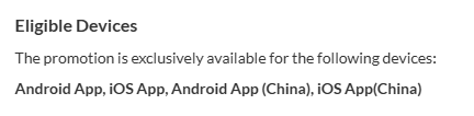 iHerb promo eligibility list for Android and iOS mobile applications