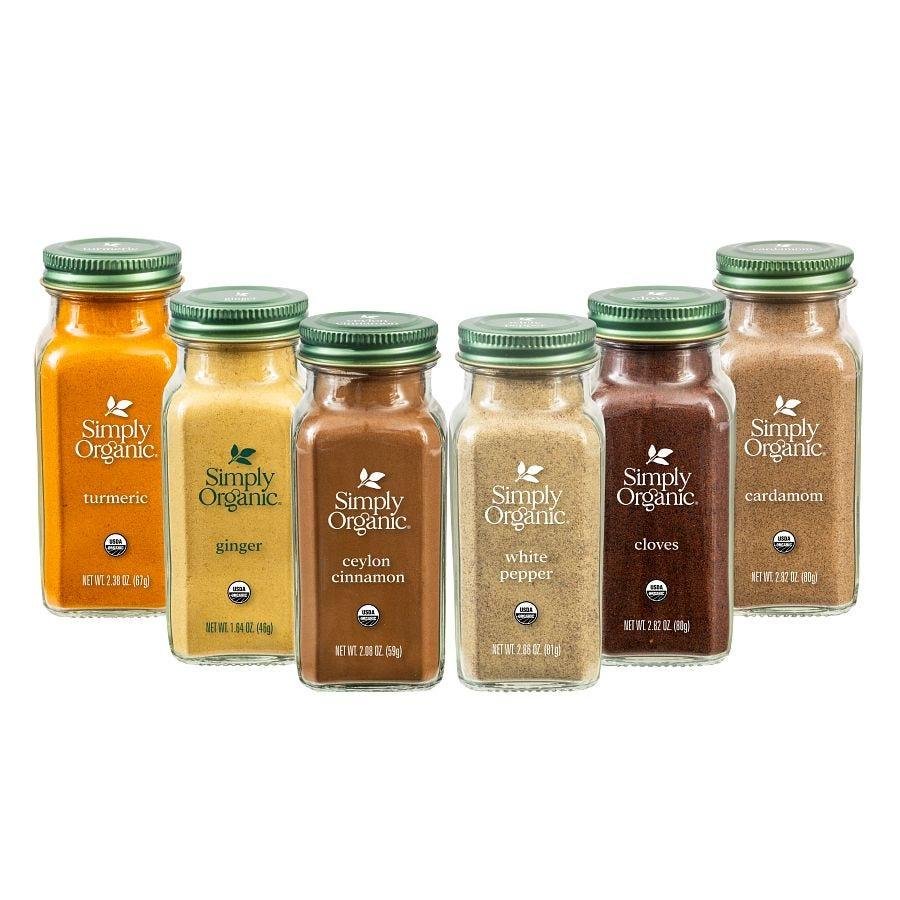 Simply Organic spices collection in glass jars