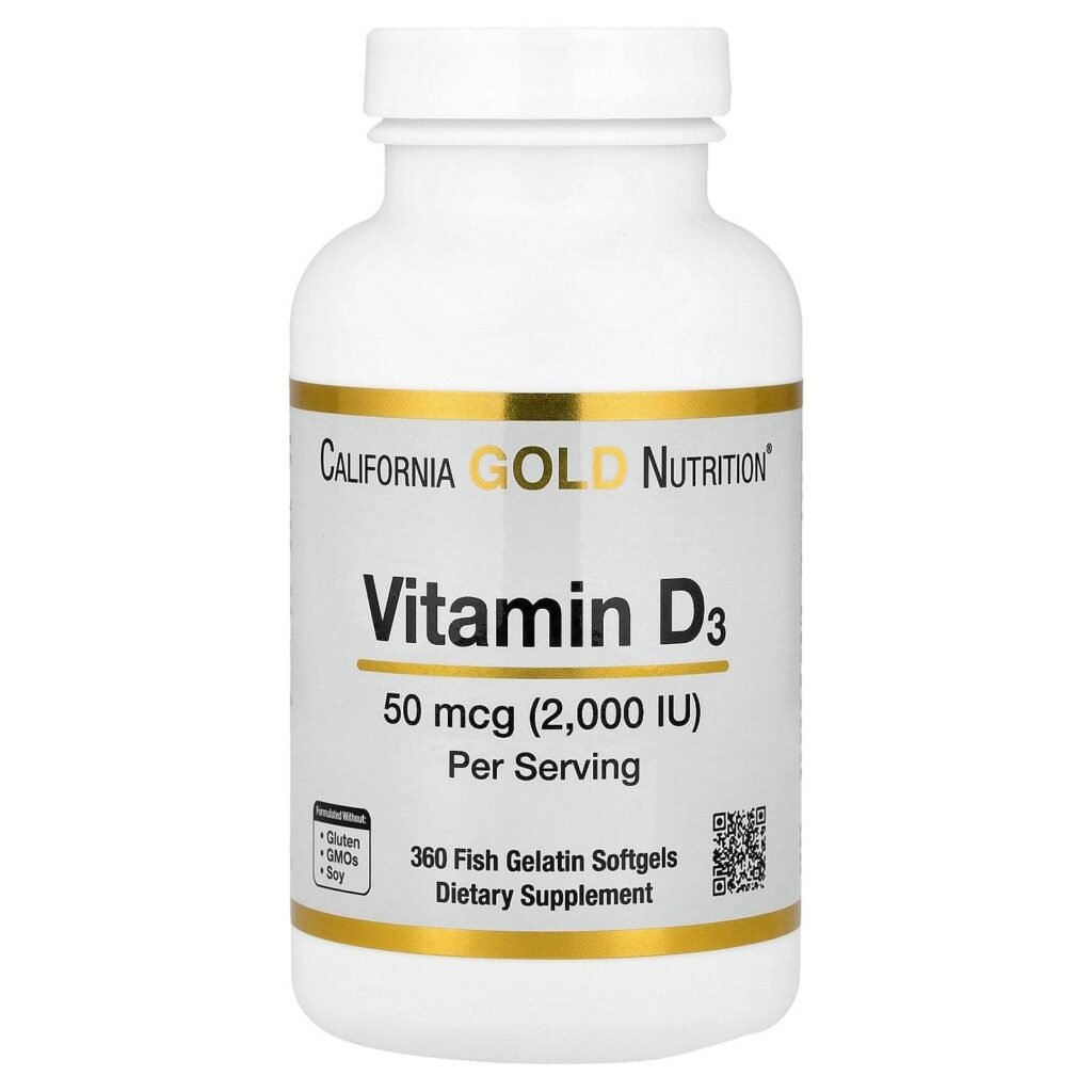 California Gold Nutrition Vitamin D3 2,000 IU softgels bottle