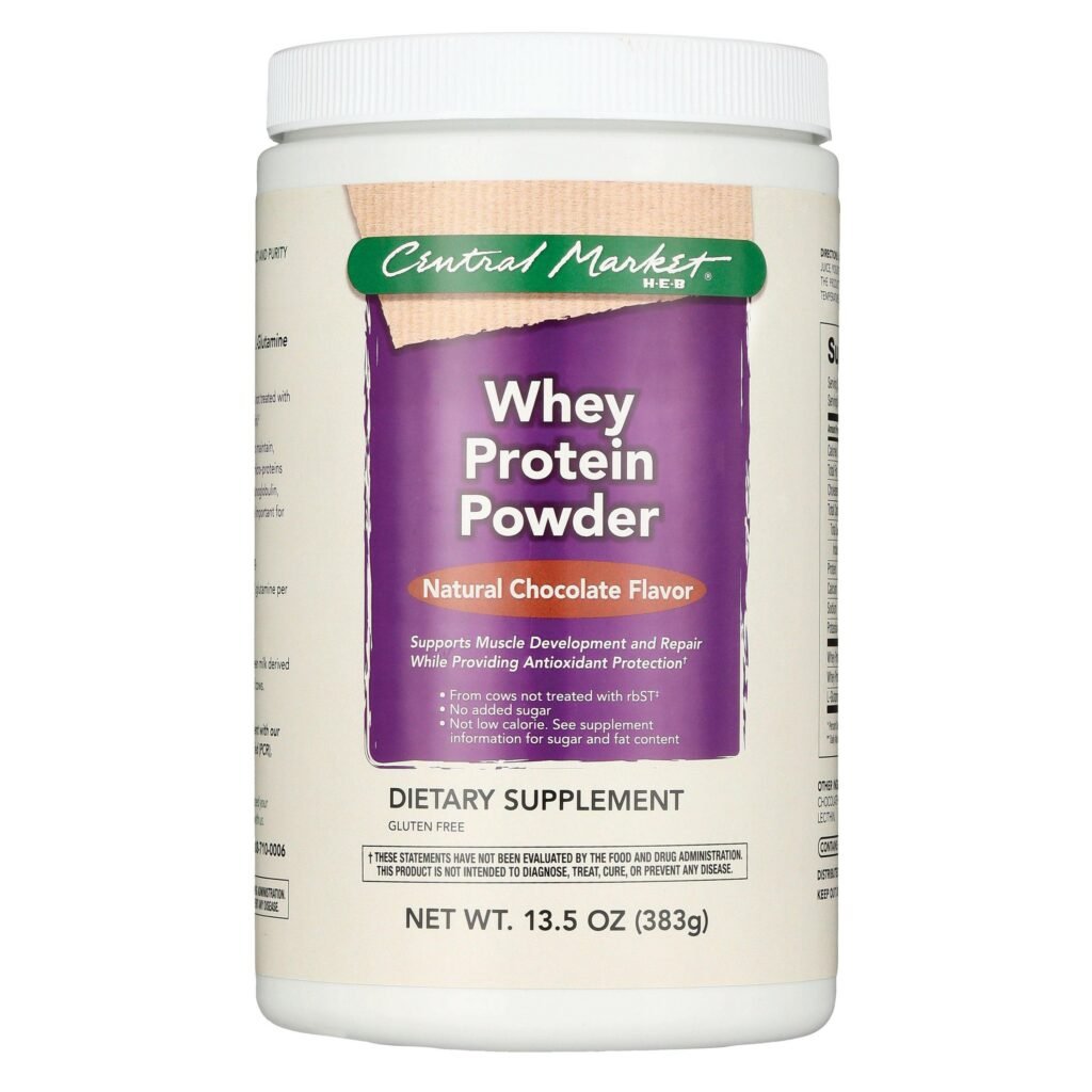 Central Market Whey Protein Powder Natural Chocolate Flavor 13.5 oz container
