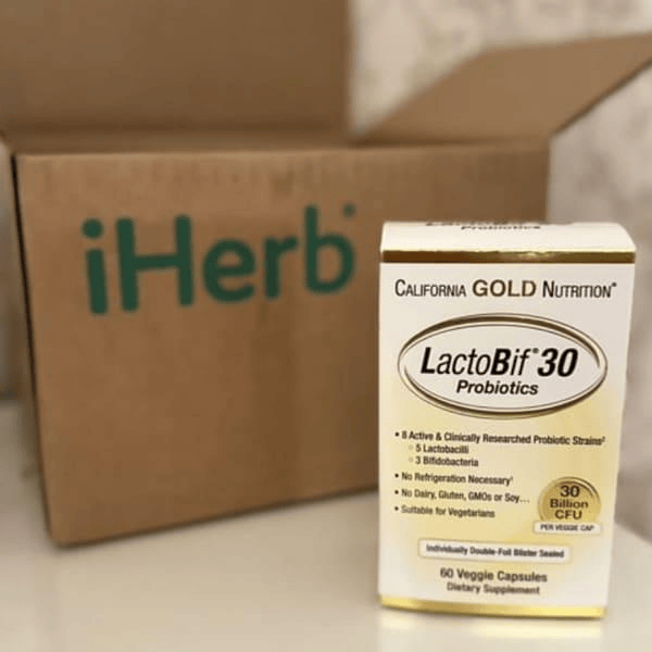 California Gold Nutrition LactoBif 30 Probiotics product with iHerb packaging