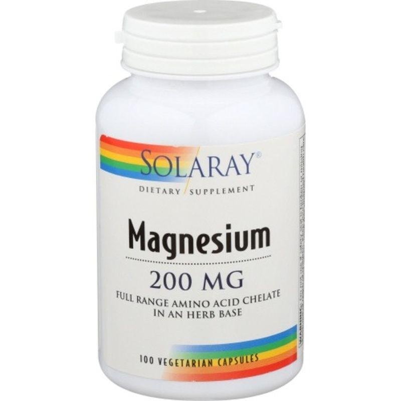 Solaray Magnesium 200 mg 100 vegetarian capsules bottle